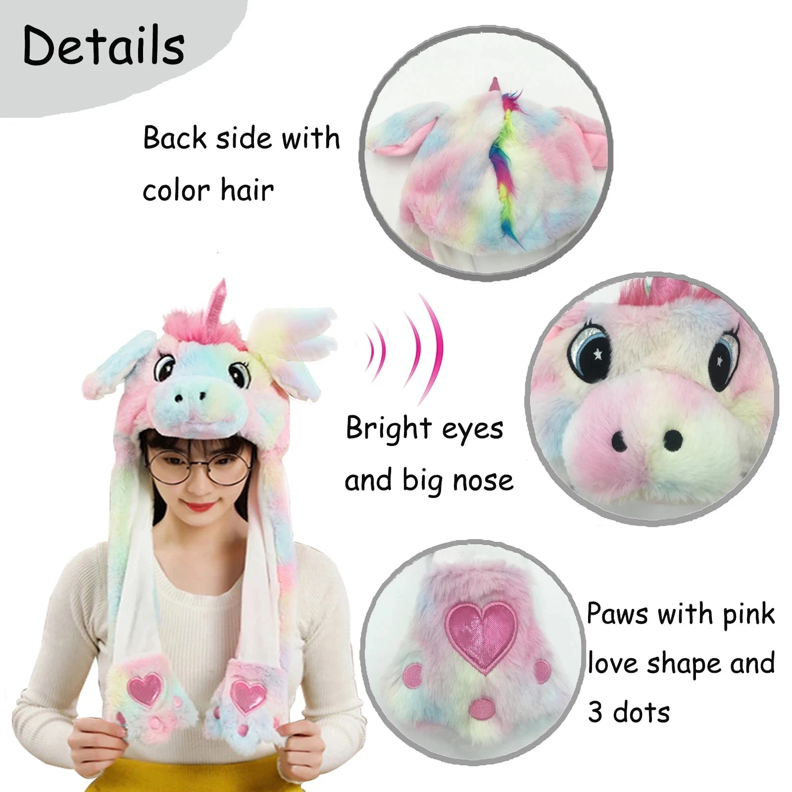 Unicorn Ear Move Hat Plush Animal Moving Ear Hat Christmas Halloween Costume Winter Cap Popup Ears Cap Christmas Funny Hat sold by Poopy and Poops General Pet Store poppyandpoops.ca