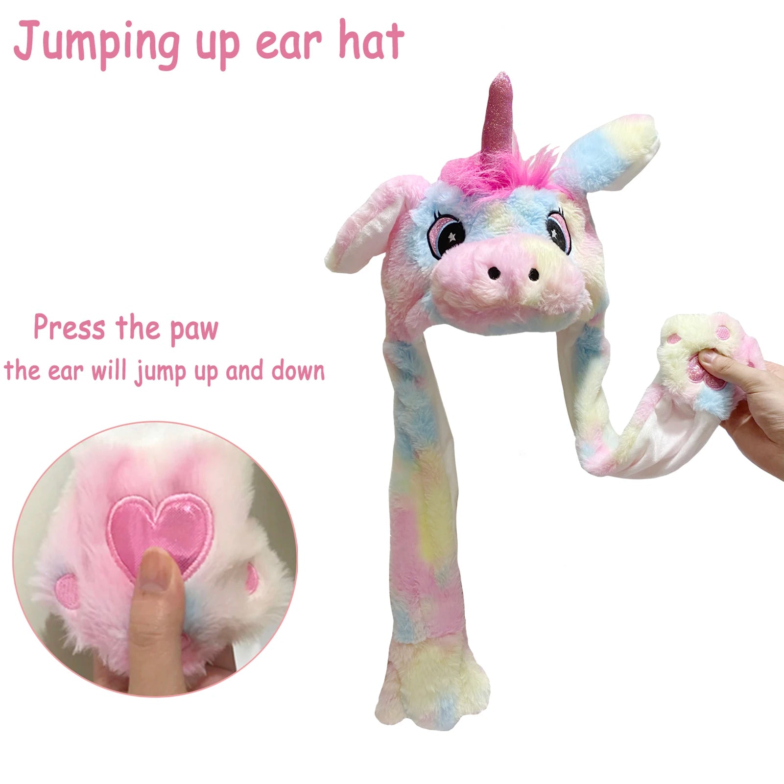 Unicorn Ear Move Hat Plush Animal Moving Ear Hat Christmas Halloween Costume Winter Cap Popup Ears Cap Christmas Funny Hat sold by Poopy and Poops General Pet Store poppyandpoops.ca