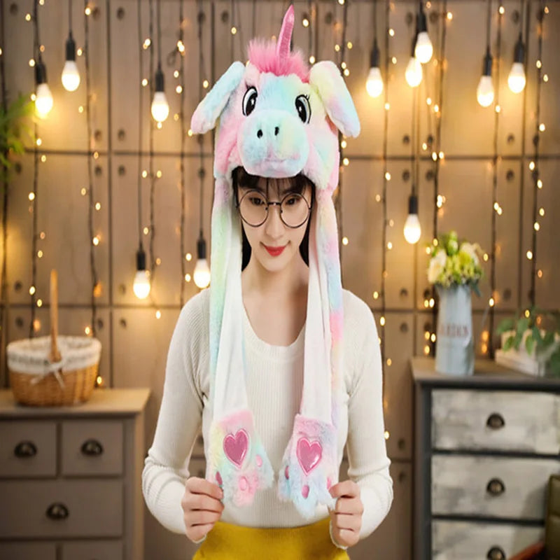 Unicorn Ear Move Hat Plush Animal Moving Ear Hat Christmas Halloween Costume Winter Cap Popup Ears Cap Christmas Funny Hat sold by Poopy and Poops General Pet Store poppyandpoops.ca