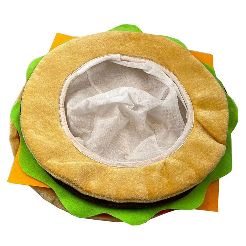 Unisex Girl Kids Burger Hamburger Hat For Halloween Party Carnival Funny Fast Food Boy French Fries Cap Costume Prop sold by Poopy and Poops General Pet Store poppyandpoops.ca