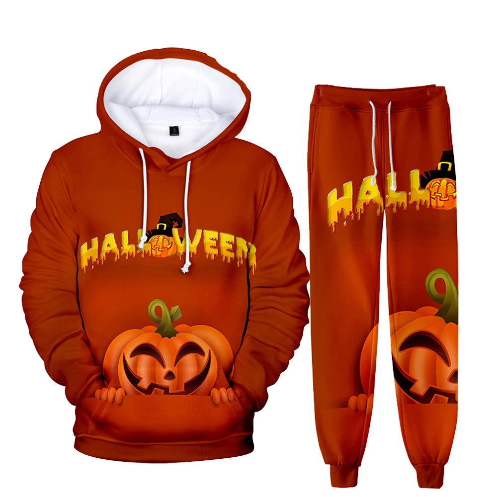 Unisex Halloween 3D Tracksuit Pumpkin Print Hoodie Sweatshirt Pant Jogger Sweat Suits 7 sold by Poopy and Poops General Pet Store poppyandpoops.ca