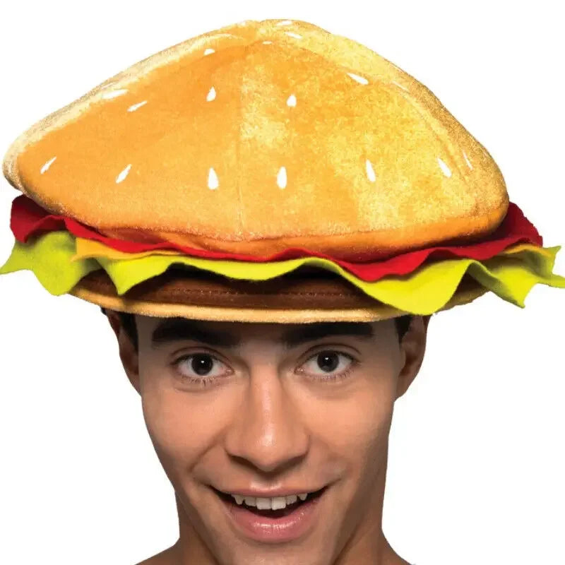 Unisex Men Women Funny Fast Food Costume Accessory Cheeseburger Cap Adult Hamburger Hat sold by Poopy and Poops General Pet Store poppyandpoops.ca