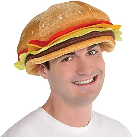 Unisex Men Women Funny Fast Food Costume Accessory Cheeseburger Cap Adult Hamburger Hat sold by Poopy and Poops General Pet Store poppyandpoops.ca