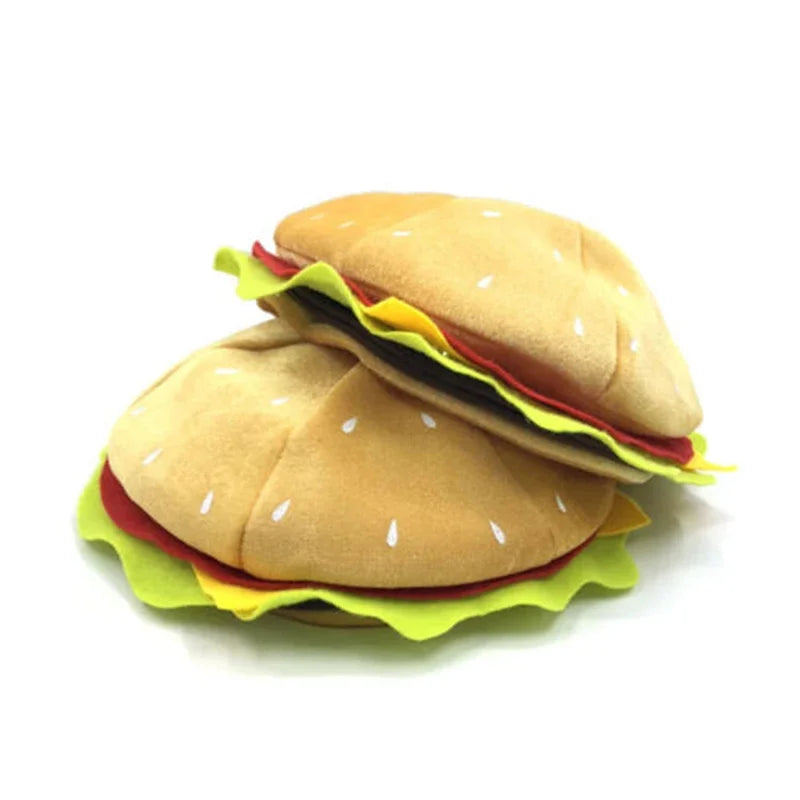 Unisex Men Women Funny Fast Food Costume Accessory Cheeseburger Cap Adult Hamburger Hat sold by Poopy and Poops General Pet Store poppyandpoops.ca