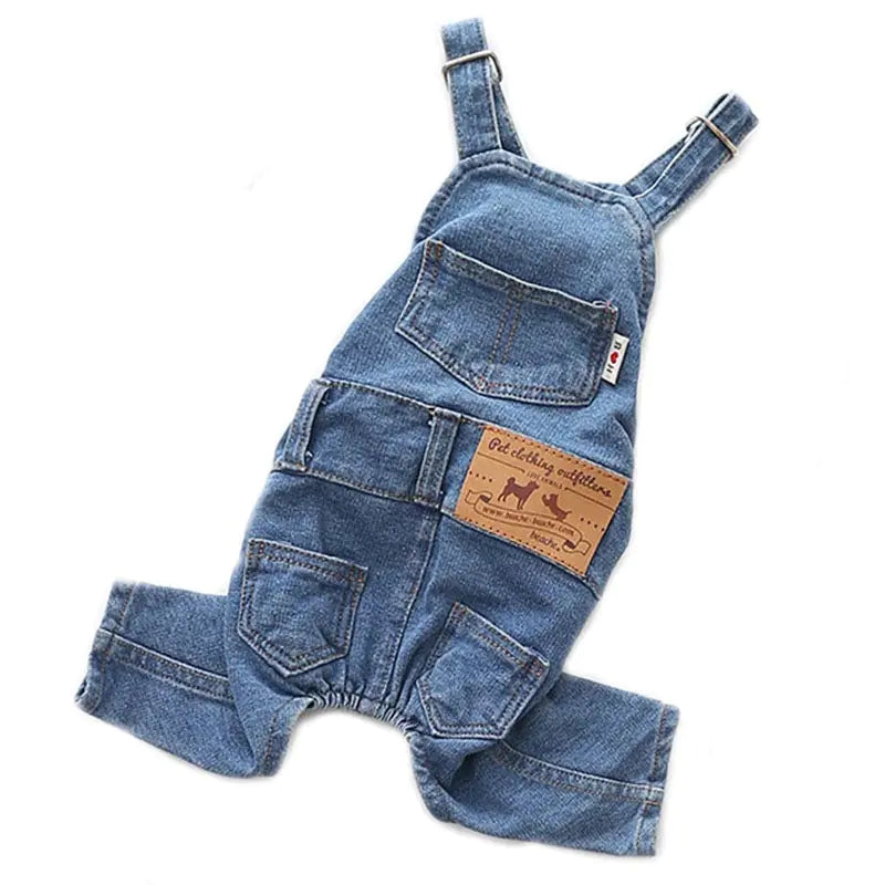 Denim Pet Dog Clothes Jumpsuits sold by Poopy and Poops General Pet Store poppyandpoops.ca