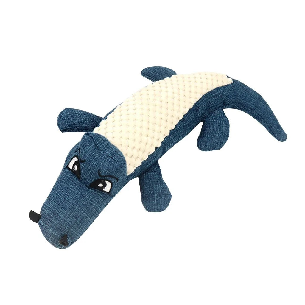 Linen Plush Crocodile Dog Toy: Squeaky Chew for Cleaning Teeth, 1PC Blue 11.02x5.91x1.97 inches sold by Poopy and Poops General Pet Store poppyandpoops.ca