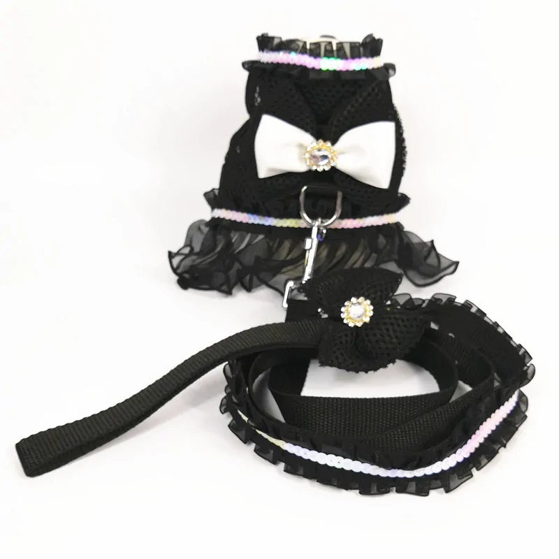 Princess Dog Dress Harness and Leash Set Black sold by Poopy and Poops General Pet Store poppyandpoops.ca