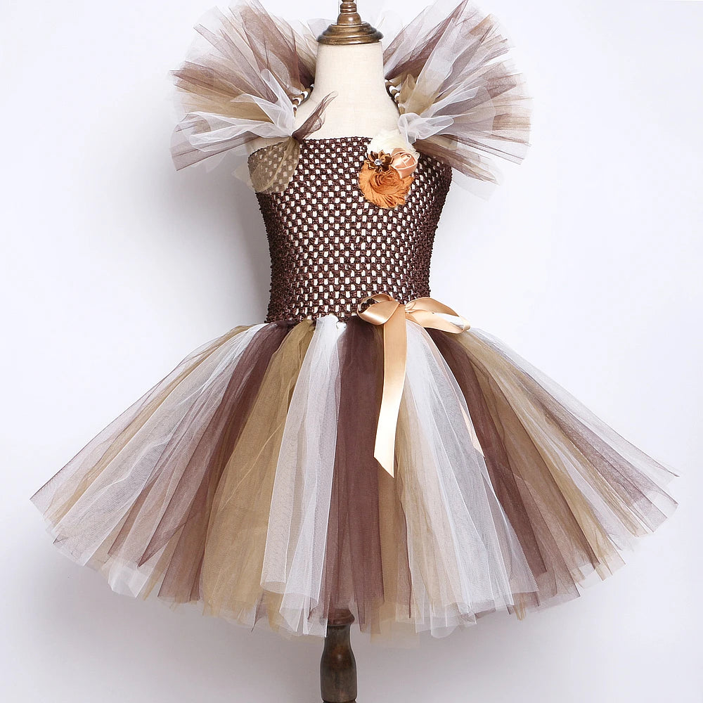 Brown Lion Mane Tutu Halloween Dress 1-12Y sold by Poopy and Poops General Pet Store poppyandpoops.ca