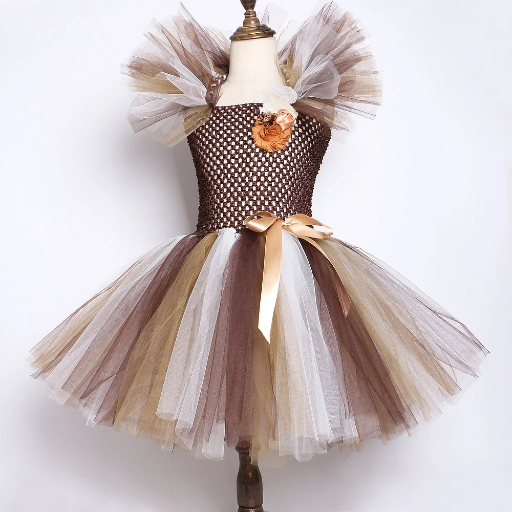 Brown Lion Mane Tutu Halloween Dress 1-12Y sold by Poopy and Poops General Pet Store poppyandpoops.ca