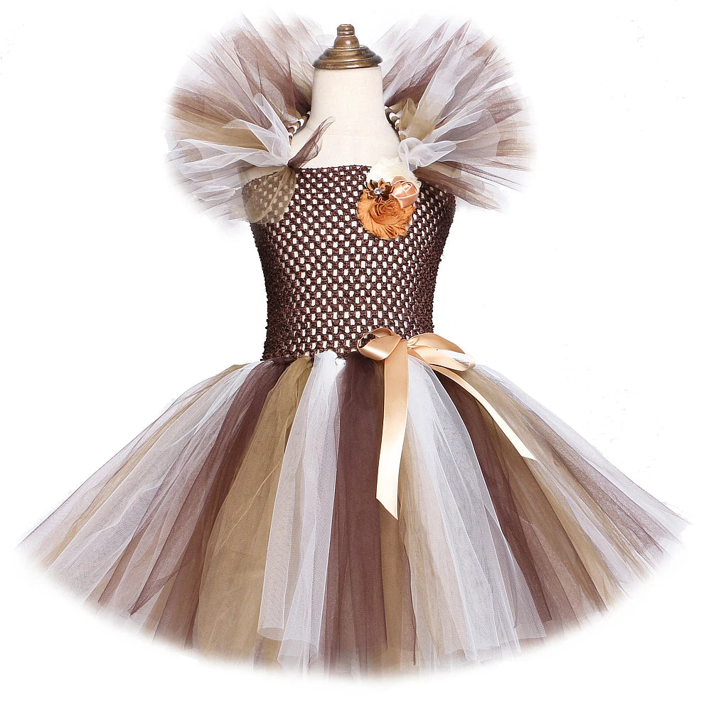 Brown Lion Mane Tutu Halloween Dress 1-12Y sold by Poopy and Poops General Pet Store poppyandpoops.ca