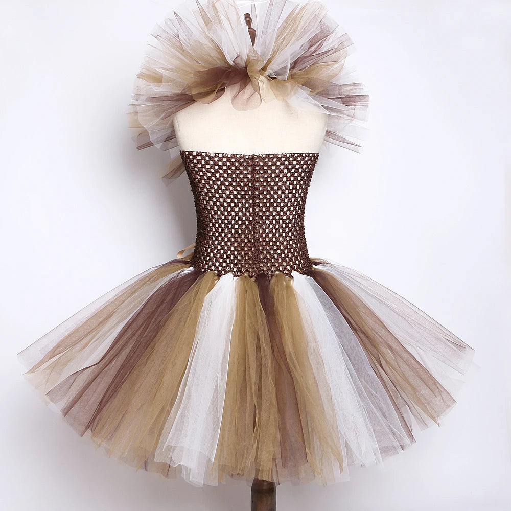 Brown Lion Mane Tutu Halloween Dress 1-12Y sold by Poopy and Poops General Pet Store poppyandpoops.ca