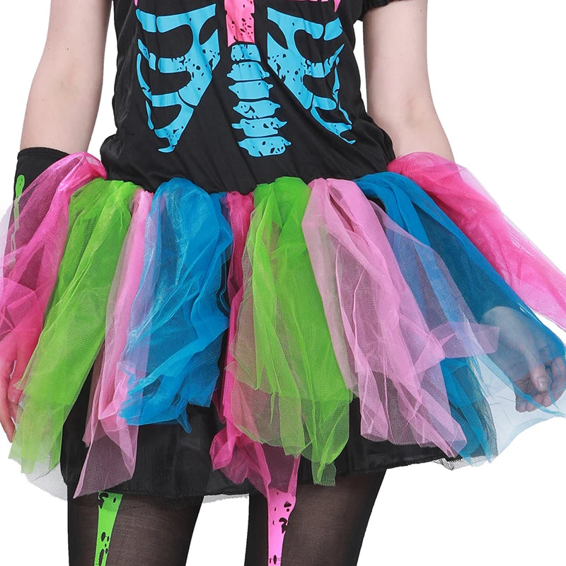 Women's Colorful Skeleton Dress with Leggings Halloween Costumes sold by Poopy and Poops General Pet Store poppyandpoops.ca