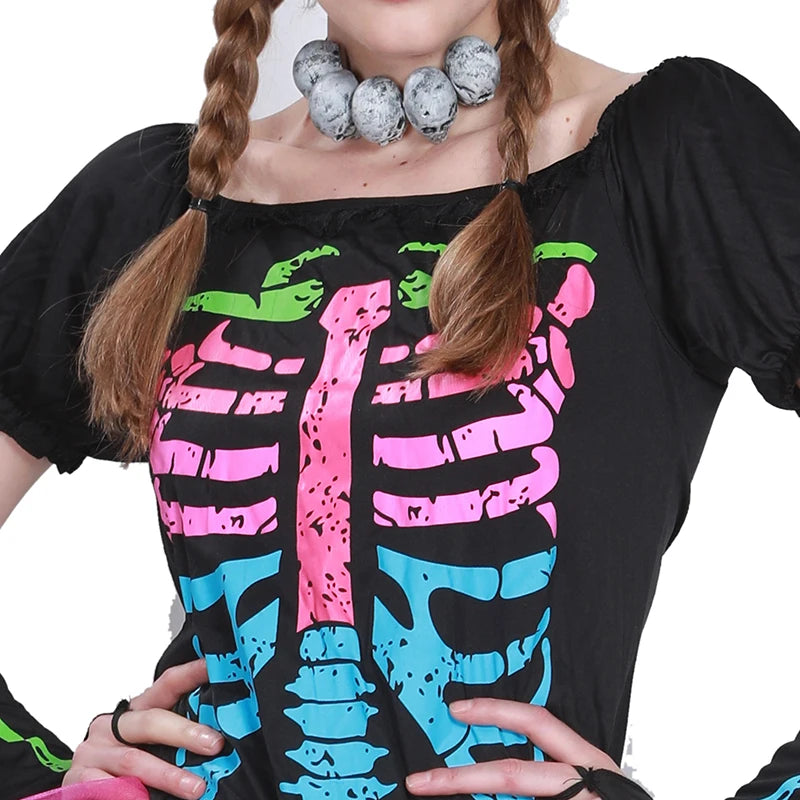Women's Colorful Skeleton Dress with Leggings Halloween Costumes sold by Poopy and Poops General Pet Store poppyandpoops.ca