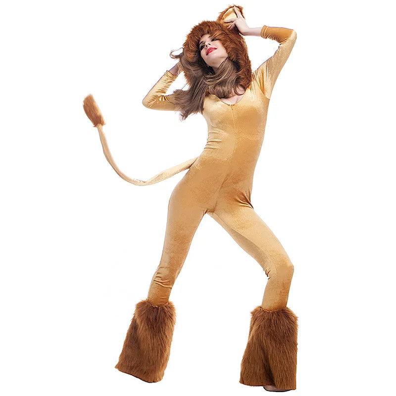 Women Deluxe Lion King Jumpsuits Halloween Costume sold by Poopy and Poops General Pet Store poppyandpoops.ca