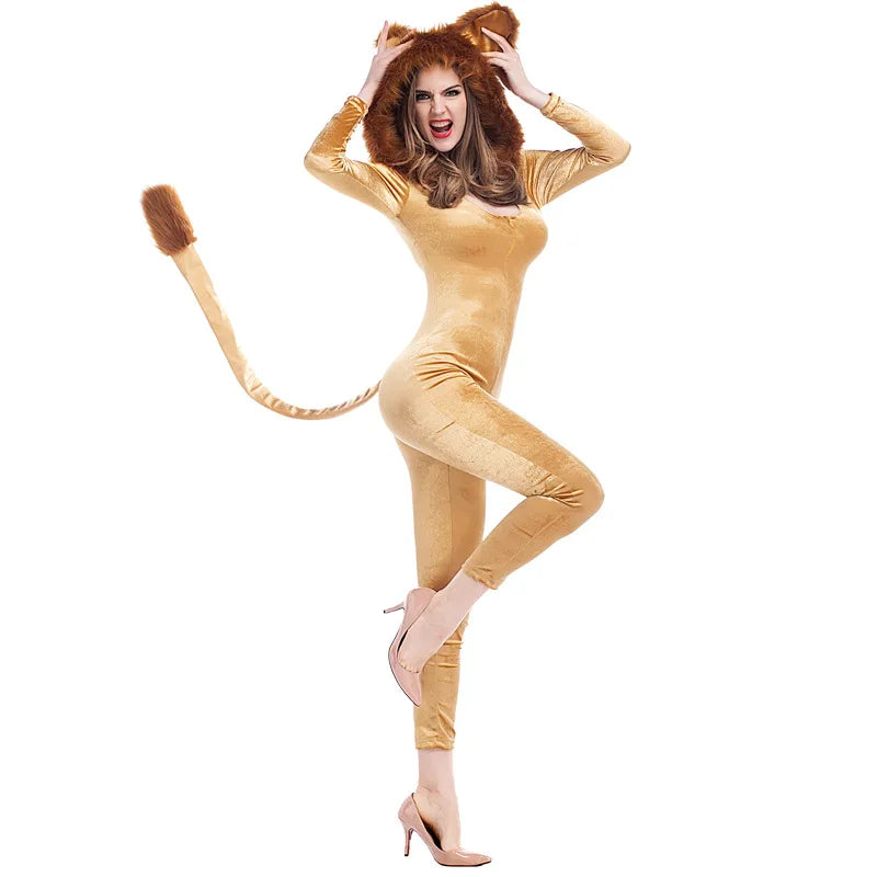 Women Deluxe Lion King Jumpsuits Halloween Costume sold by Poopy and Poops General Pet Store poppyandpoops.ca
