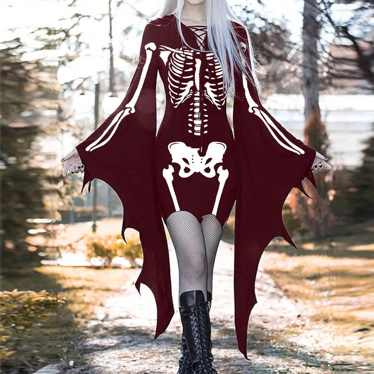 Women'S Halloween Costume Skeleton Vampire in Black Red Green RD2 CN sold by Poopy and Poops General Pet Store poppyandpoops.ca