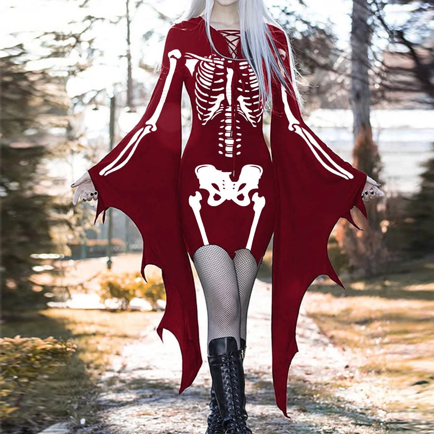 Women'S Halloween Costume Skeleton Vampire in Black Red Green RD1 CN sold by Poopy and Poops General Pet Store poppyandpoops.ca
