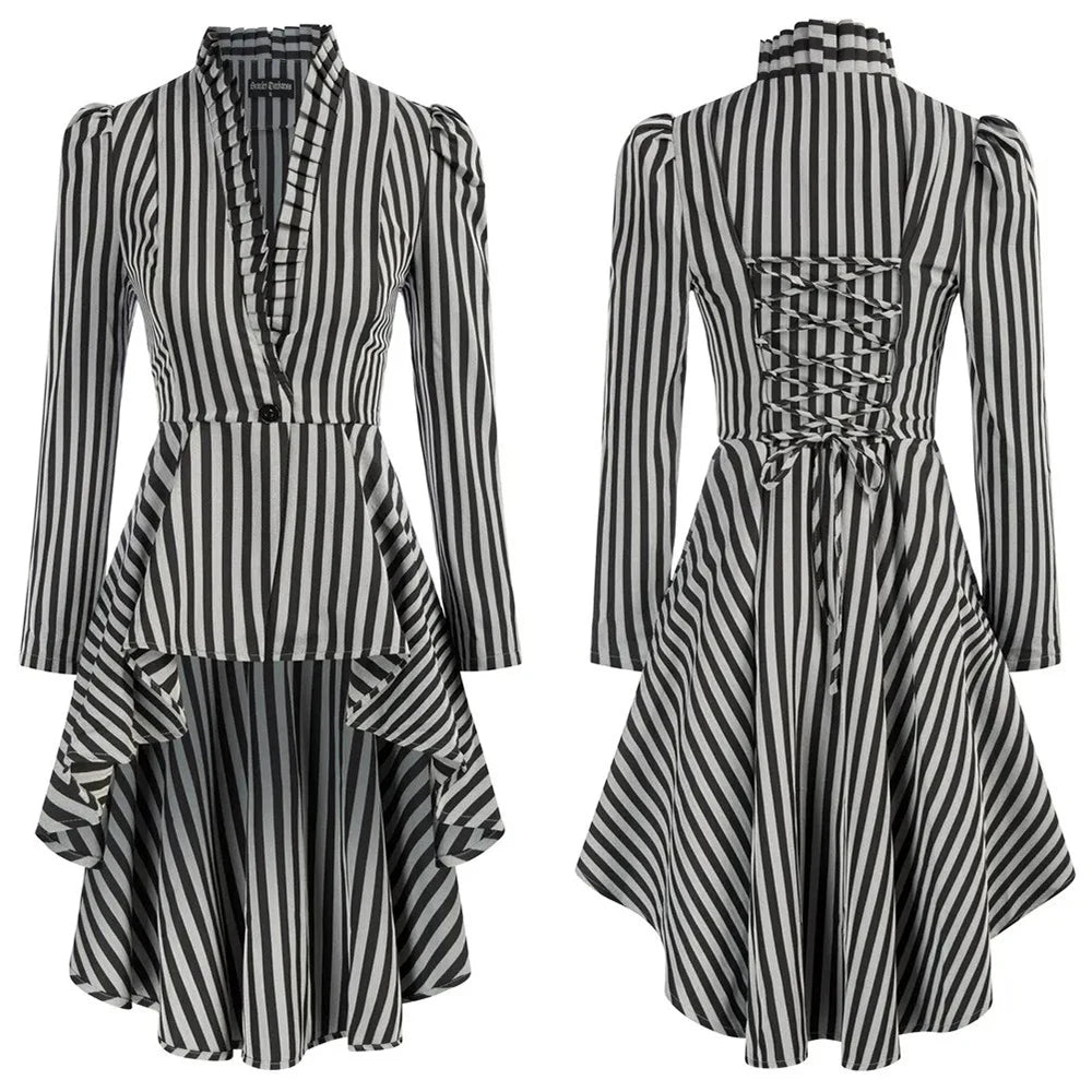 Women's Medieval Pirate Jacket Ruffled Waist Corset Dresses B sold by Poopy and Poops General Pet Store poppyandpoops.ca