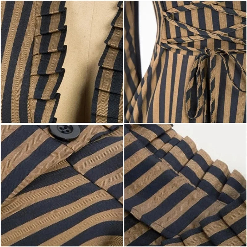 Women's Medieval Pirate Jacket Ruffled Waist Corset Dresses sold by Poopy and Poops General Pet Store poppyandpoops.ca