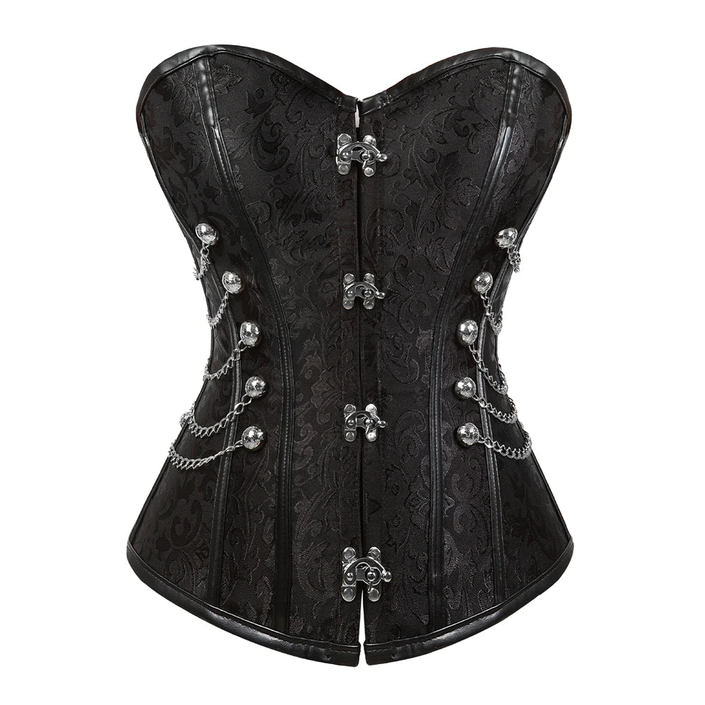Women Steampunk Faux Leather Overbust Corset Top Pirate Halloween Costume 2837black sold by Poopy and Poops General Pet Store poppyandpoops.ca