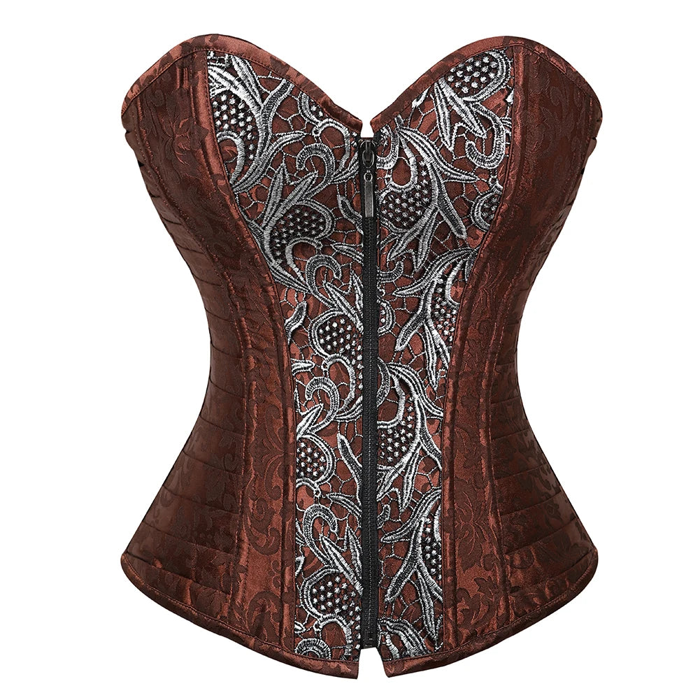 Women Steampunk Faux Leather Overbust Corset Top Pirate Halloween Costume 2836brown sold by Poopy and Poops General Pet Store poppyandpoops.ca