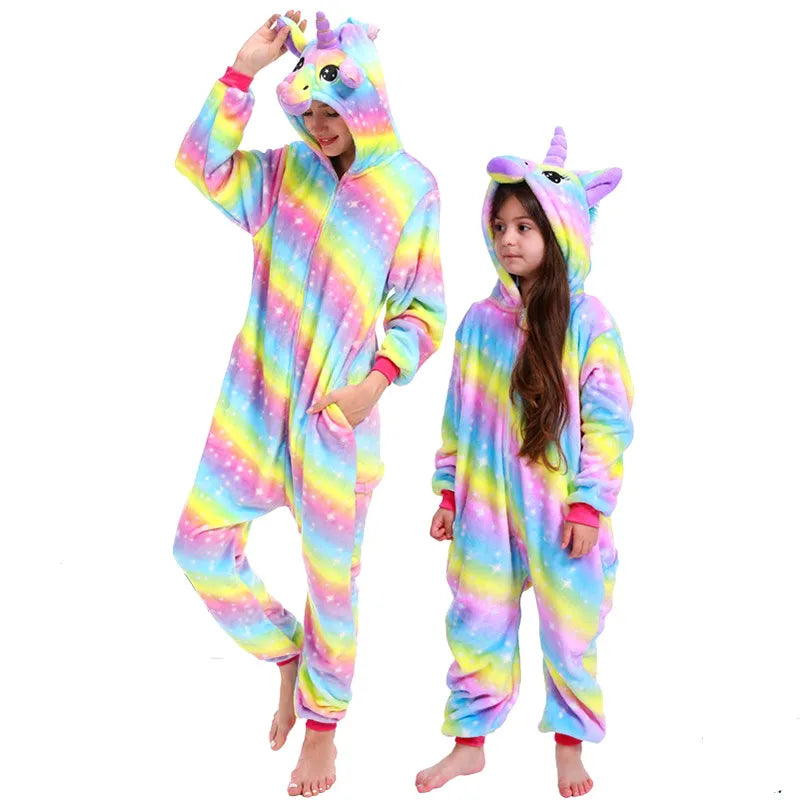 Women Unicorn Onesies Unisex Autumn Winter Fox Deer Onesies Kids Nightwear Anime Costumes Adults Flannel Sleepwear Men Pajamas Yellow Rainbow TianM sold by Poopy and Poops General Pet Store poppyandpoops.ca