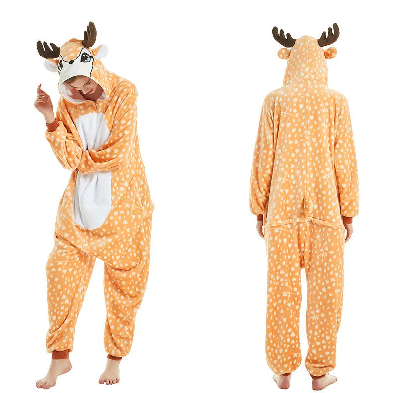 Women Unicorn Onesies Unisex Autumn Winter Fox Deer Onesies Kids Nightwear Anime Costumes Adults Flannel Sleepwear Men Pajamas New Deer sold by Poopy and Poops General Pet Store poppyandpoops.ca