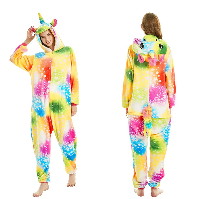 Women Unicorn Onesies Unisex Autumn Winter Fox Deer Onesies Kids Nightwear Anime Costumes Adults Flannel Sleepwear Men Pajamas Color Star TianMa sold by Poopy and Poops General Pet Store poppyandpoops.ca
