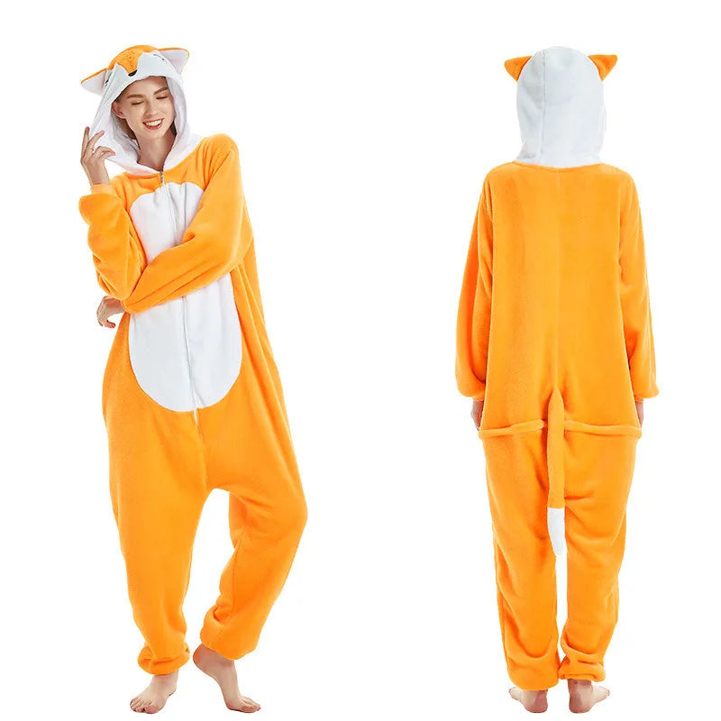 Women Unicorn Onesies Unisex Autumn Winter Fox Deer Onesies Kids Nightwear Anime Costumes Adults Flannel Sleepwear Men Pajamas New Fox sold by Poopy and Poops General Pet Store poppyandpoops.ca