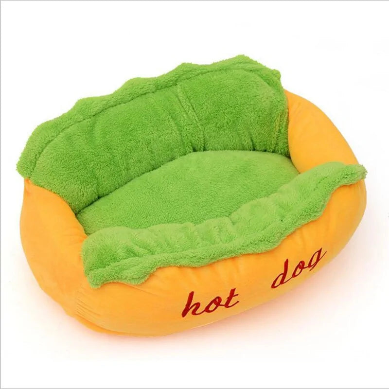 Cute Hot Dog Pet Bed sold by Poopy and Poops General Pet Store poppyandpoops.ca