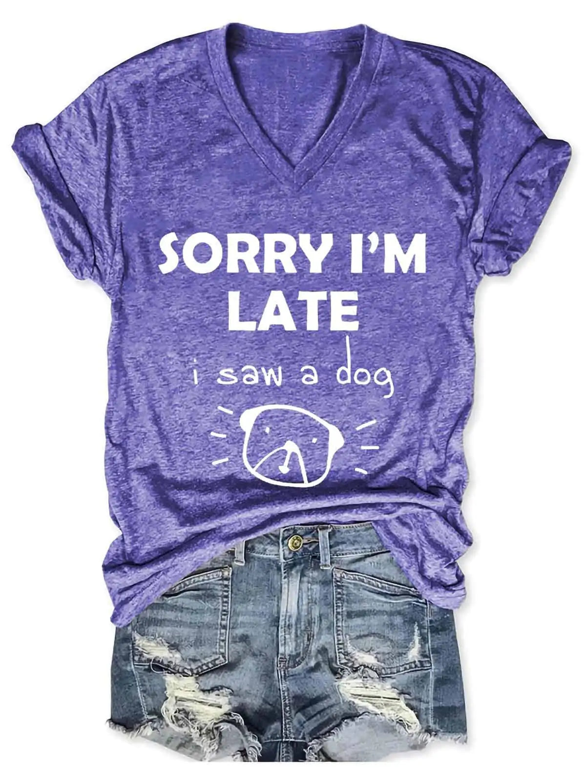 Women's Dog Statement V-Neck Tee sold by Poopy and Poops General Pet Store poppyandpoops.ca