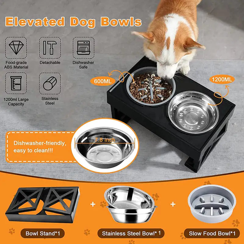 Angled Mess Free Dog Bowl sold by Poopy and Poops General Pet Store poppyandpoops.ca