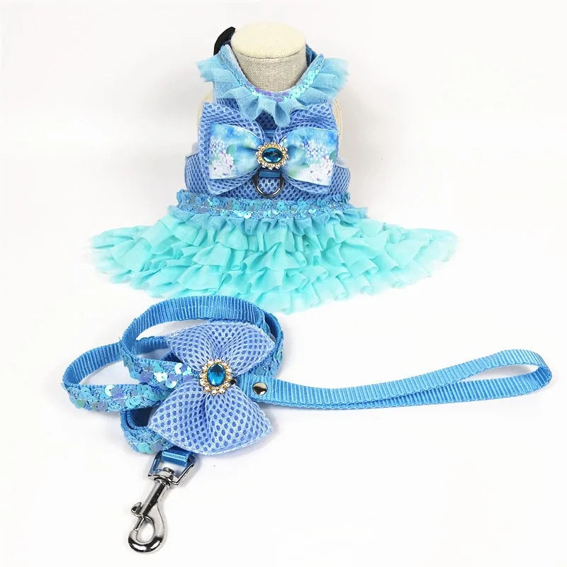 Princess Dog Dress Harness and Leash Set sold by Poopy and Poops General Pet Store poppyandpoops.ca