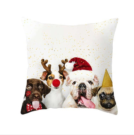 Linen Christmas Dog Couch Throw Pillowcase