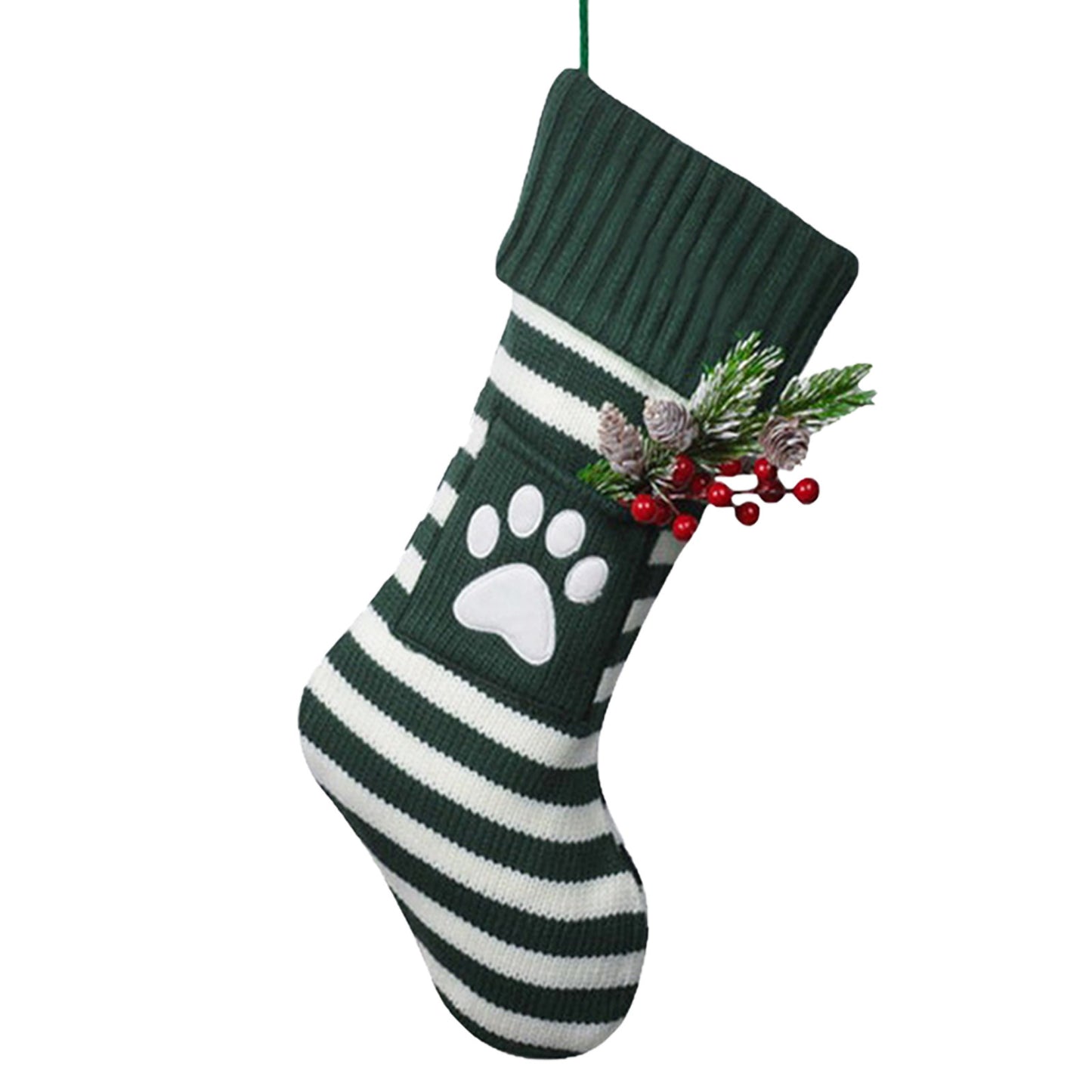 Paw Print Christmas Tree Pet Cat Dog Christmas Knitted Gift Stockings