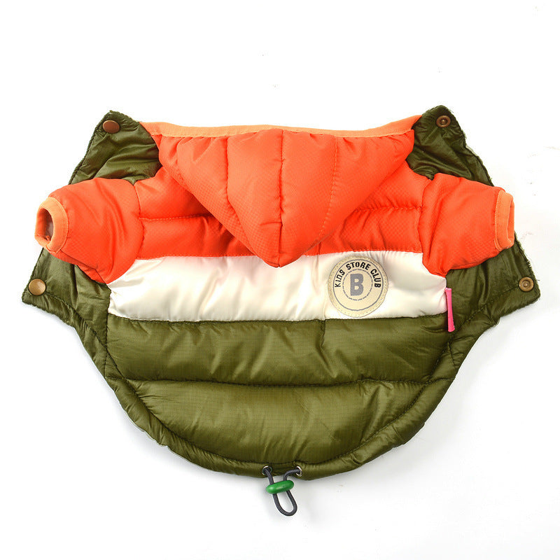 Retro Style Cotton Waterproof Winter Puff Dog Jacket in Ornge Blue Coffee Yellow and Pink