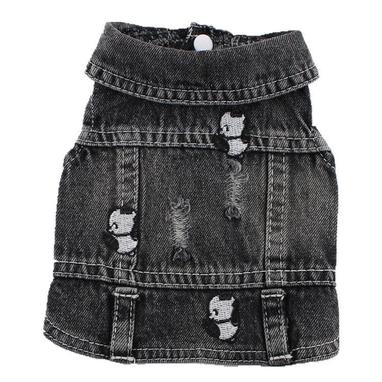 Black Ripped Pet Dog Denim Vest