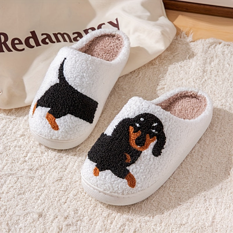 Adorable Cartoon Dachshund Print Slippers