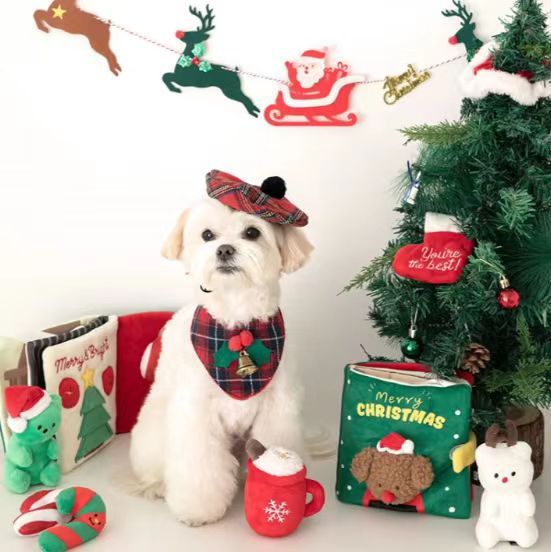 Christmas Cloth Hide a treat Book Pet Dog Chew Toys