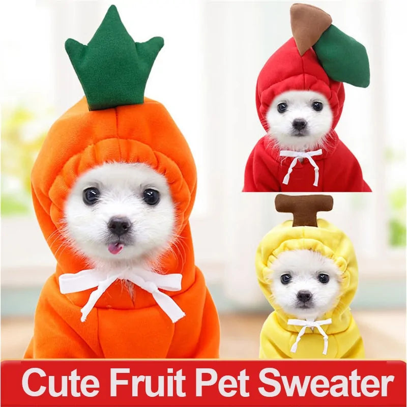 Warm Dog Winter Hoodie Costume Cute Fruit Dog sold by Poopy and Poops General Pet Store poppyandpoops.ca