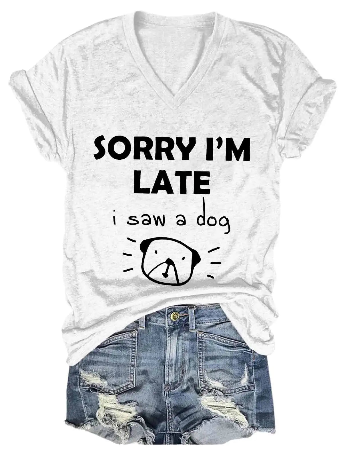 Women's Dog Statement V-Neck Tee sold by Poopy and Poops General Pet Store poppyandpoops.ca