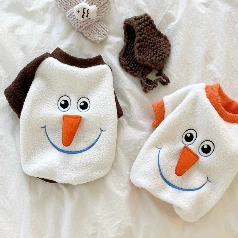 Warm Christmas Carrot Nose Snowman Dog Sweater