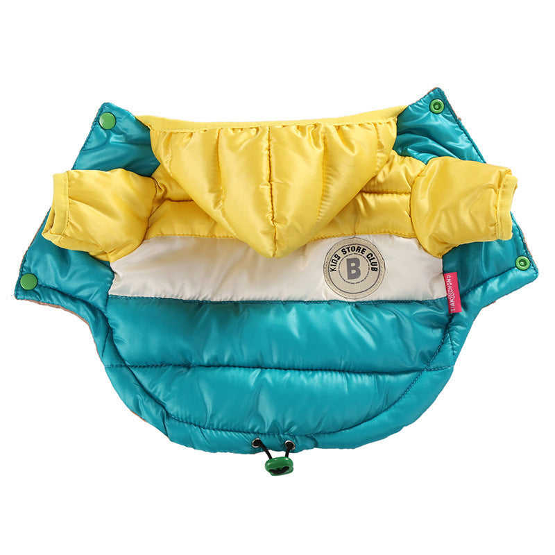 Retro Style Cotton Waterproof Winter Puff Dog Jacket in Ornge Blue Coffee Yellow and Pink