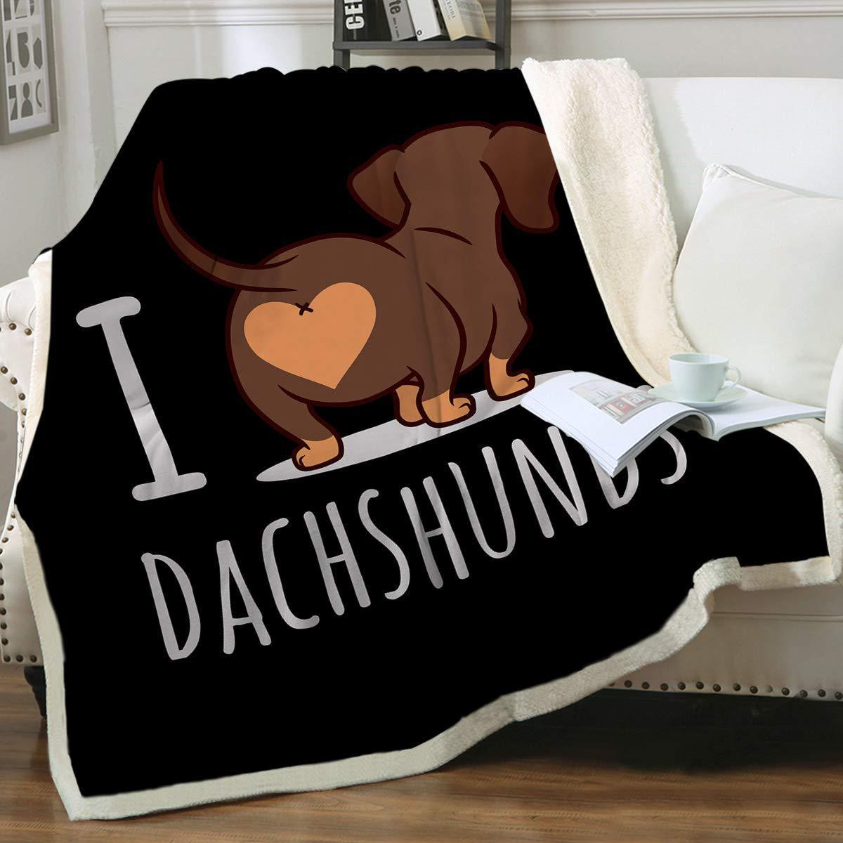 Cute Dachshund Pattern Flannel Blanket