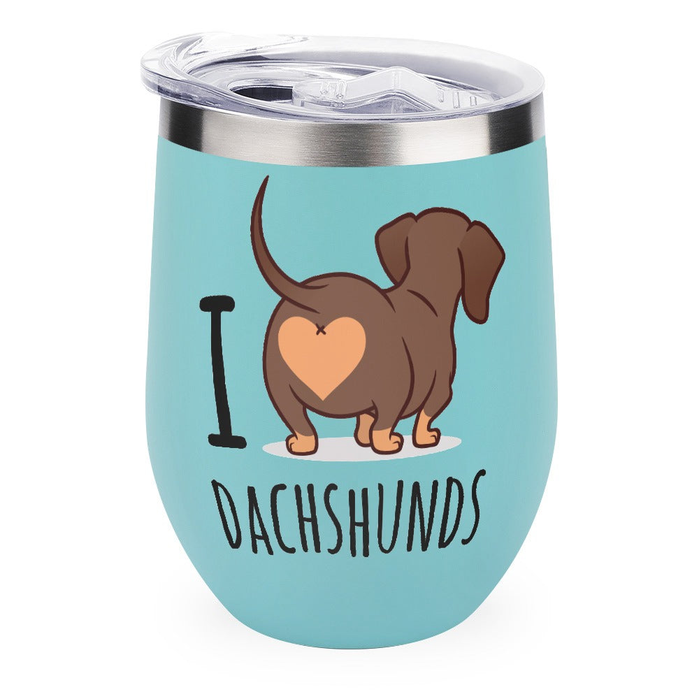 I love Dachshunds Stainless Steel Insulated Cup in Sea Green