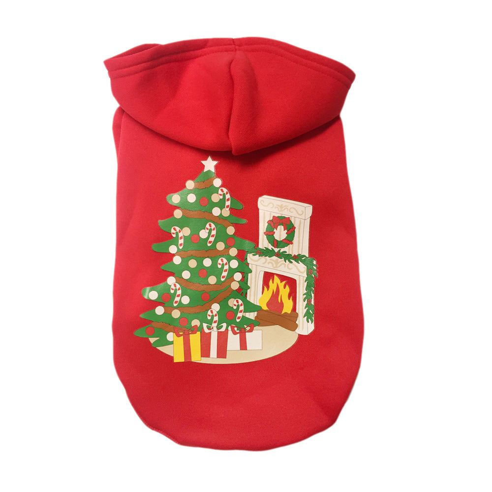 Reindeer Christmas Tree Santa Pet Dog Cotton Hoodie