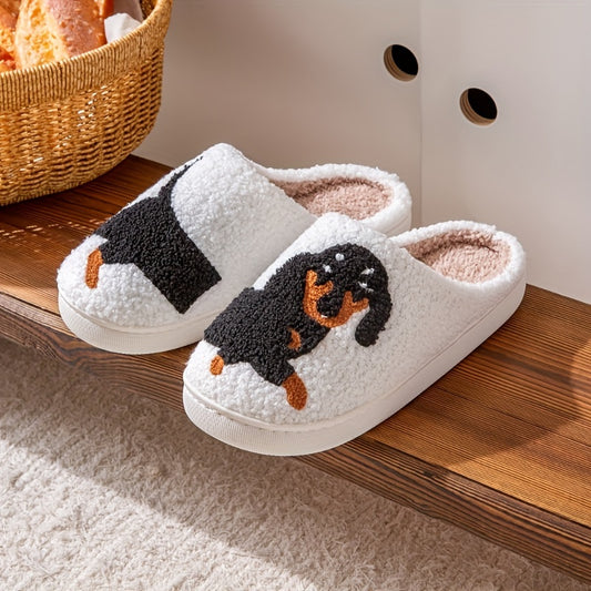 Adorable Cartoon Dachshund Print Slippers