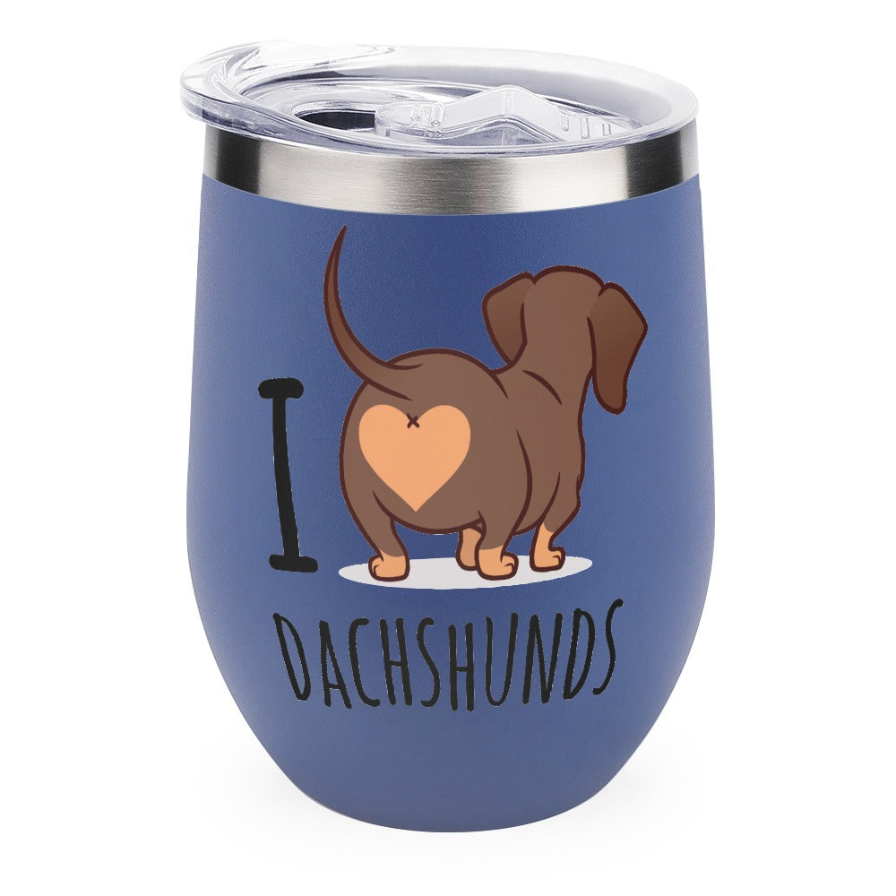 I love dachshunds Stainless Steel Insulated Cup in Blue