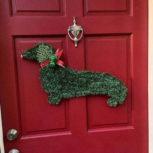 Decorative Dachshund Christmas Front Door Hanging Reef