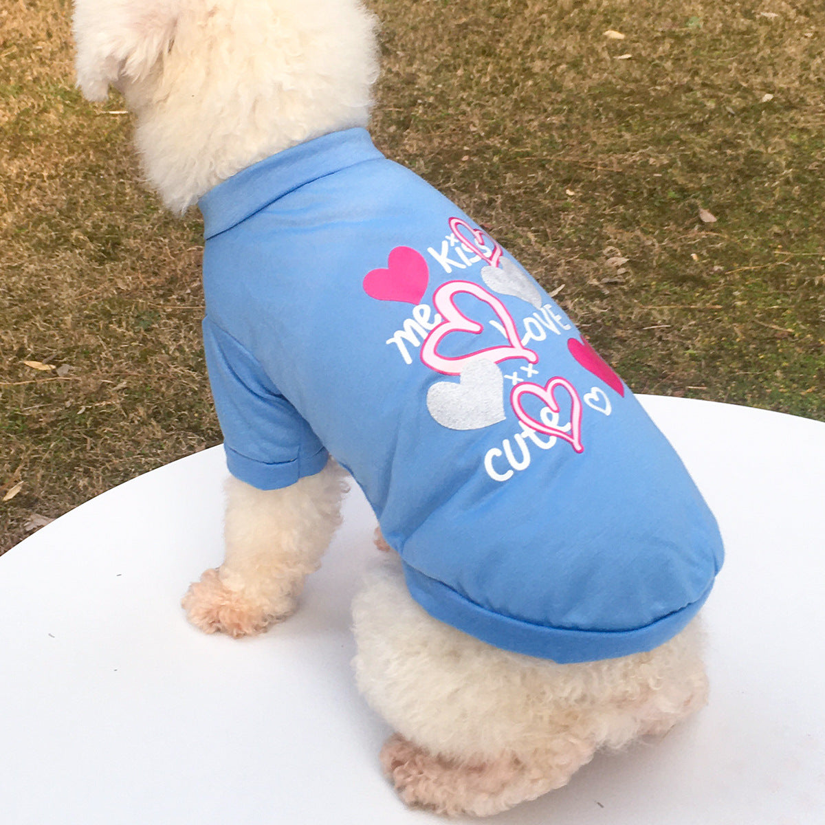 New Pet Clothes Dog Clothing Round Neck Printed Raglan Sleeve T-shirt